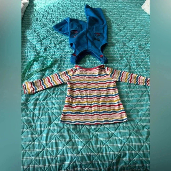 Disney Junior Minnie Girl 12 m Overalls 2 pc Blue with striped long Sleeve top - Picture 5 of 11